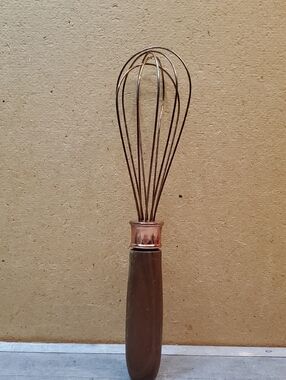 Copper-Tone Whisk with Dark Wood Handle